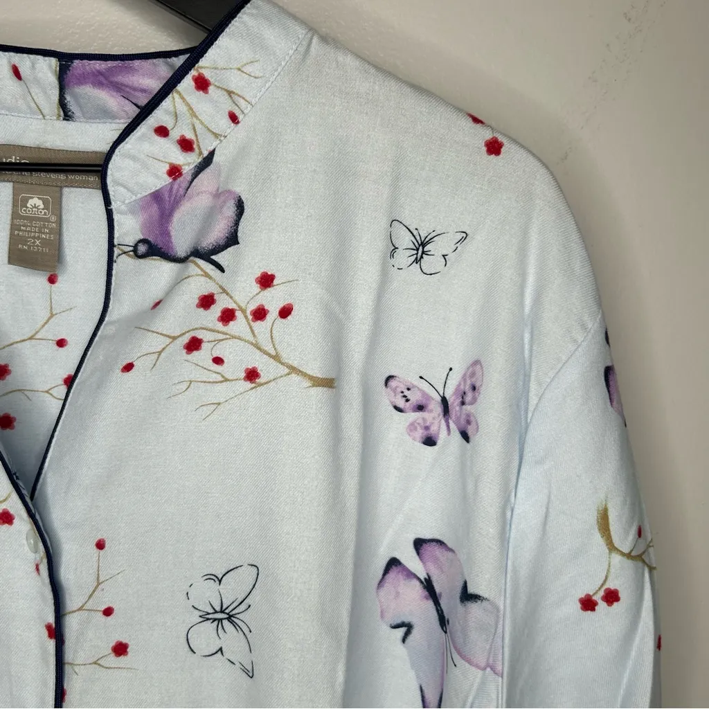 Valerie Stevens Studio Women's 2 Piece Floral Pajama Lounge Set Size 2X NWT - Image 5