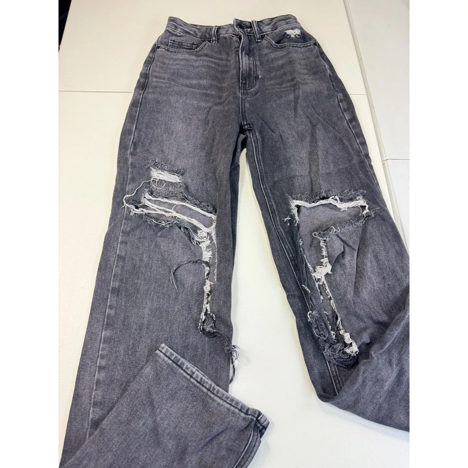 PacSun Jeans Women's Size 24 90s Boyfriend‎ High Rise Black Ripped Hobo Pants - Image 2