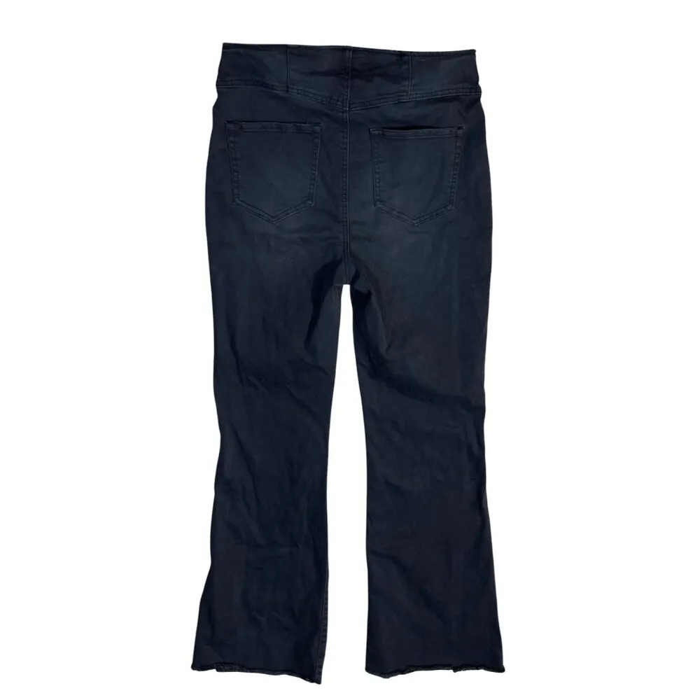 Knox Rose Wide Leg Jegging Elastic Waist Raw Hem Washed Out Black Size 10 Jean - Image 2