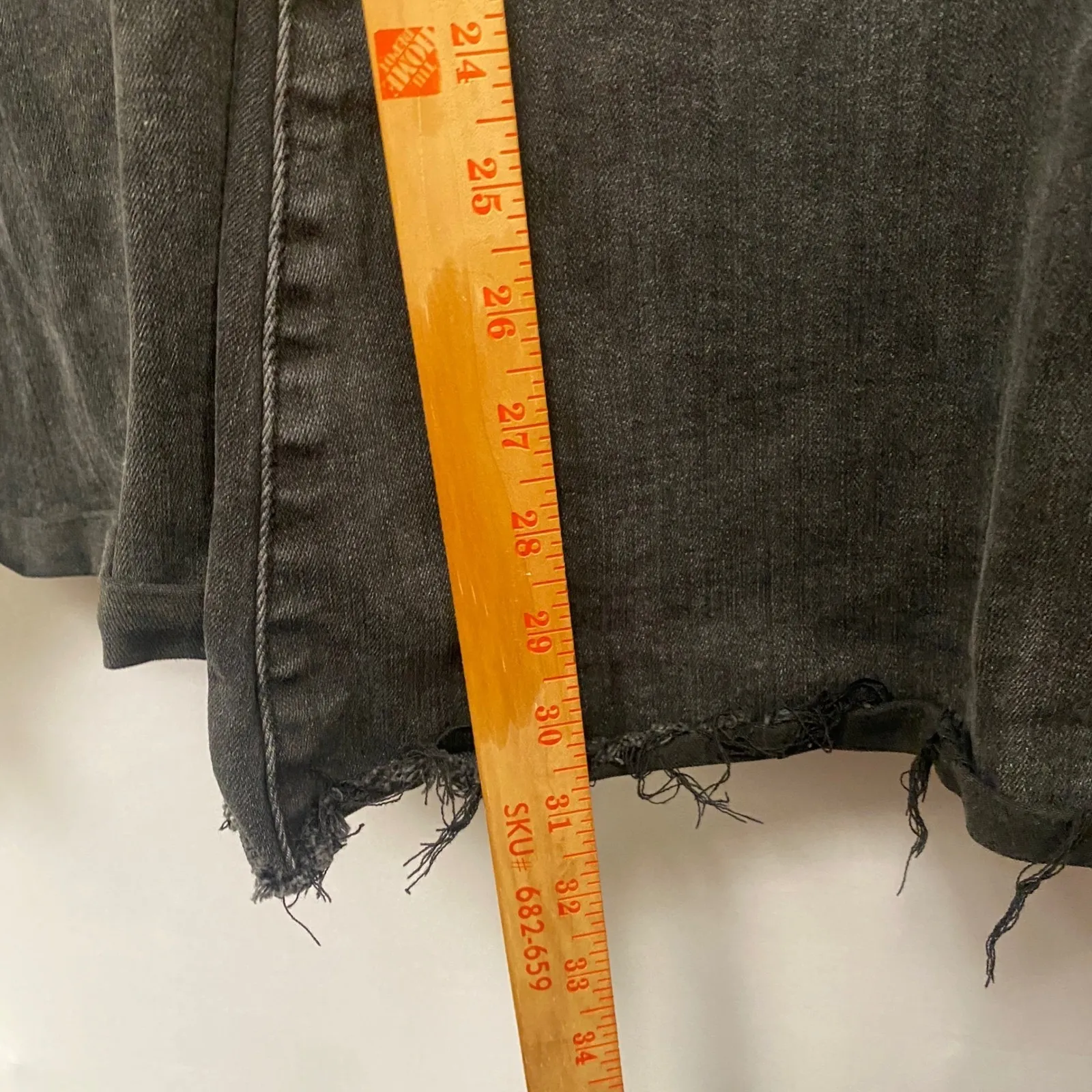 Judy Blue Super Flare Jeans Black Wash Distressed Raw Hem Retro Style Size 11 30 - Image 10