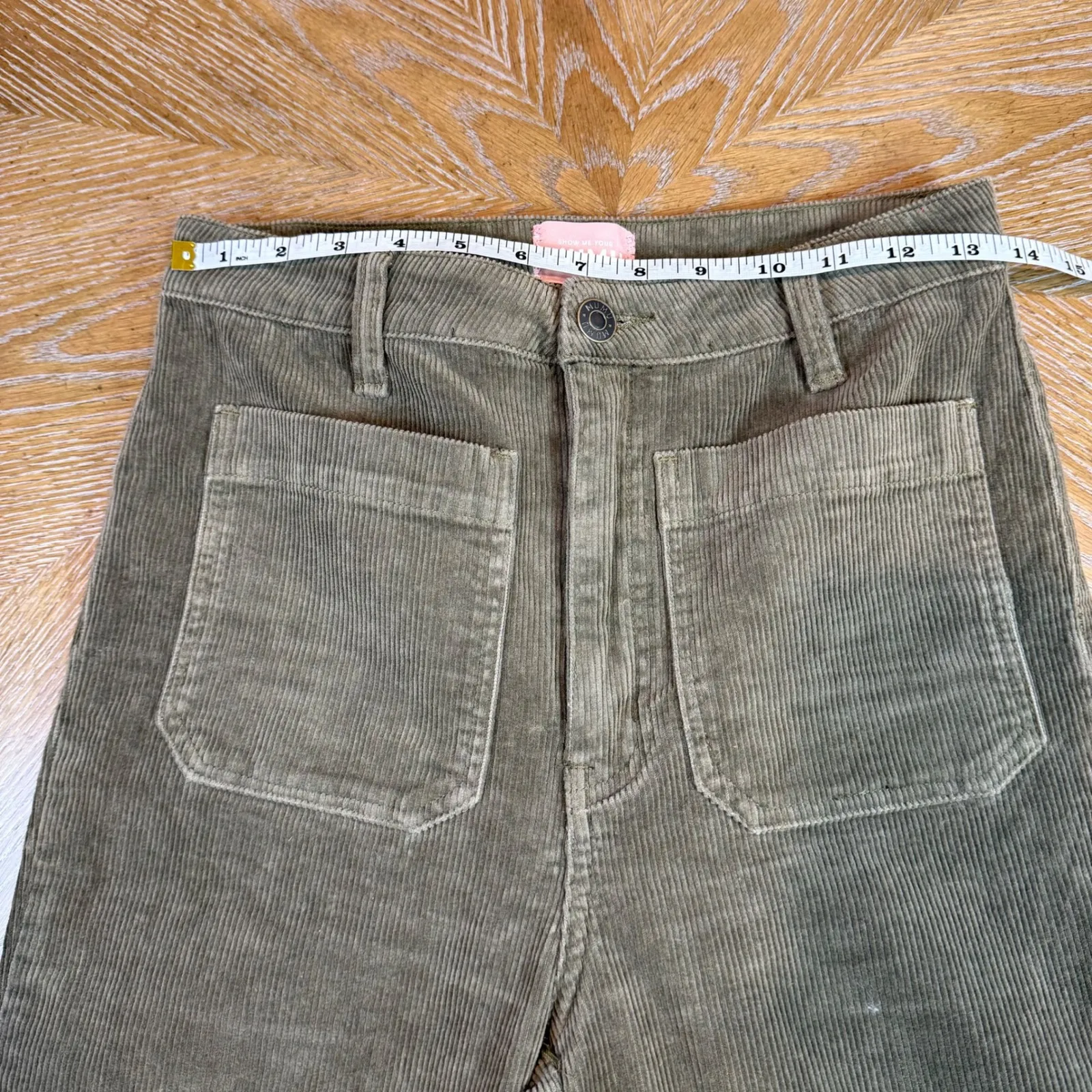 Show Me Your MuMu Cropped Farrah Trousers Corduroy Evergreen Green Size 28 - Image 9