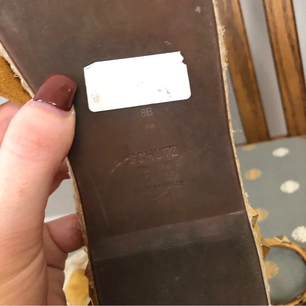 Schutz | Studded Suede Leather Espadrille Ankle Wrap Flat Sandals Size 8 - Image 6