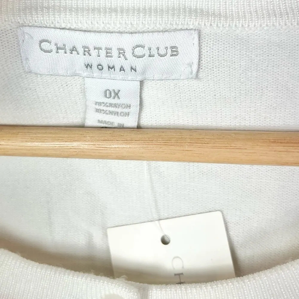 NEW Charter Club Horizontal Pastel Button Down Lightweight Cardigan 0X - Image 3