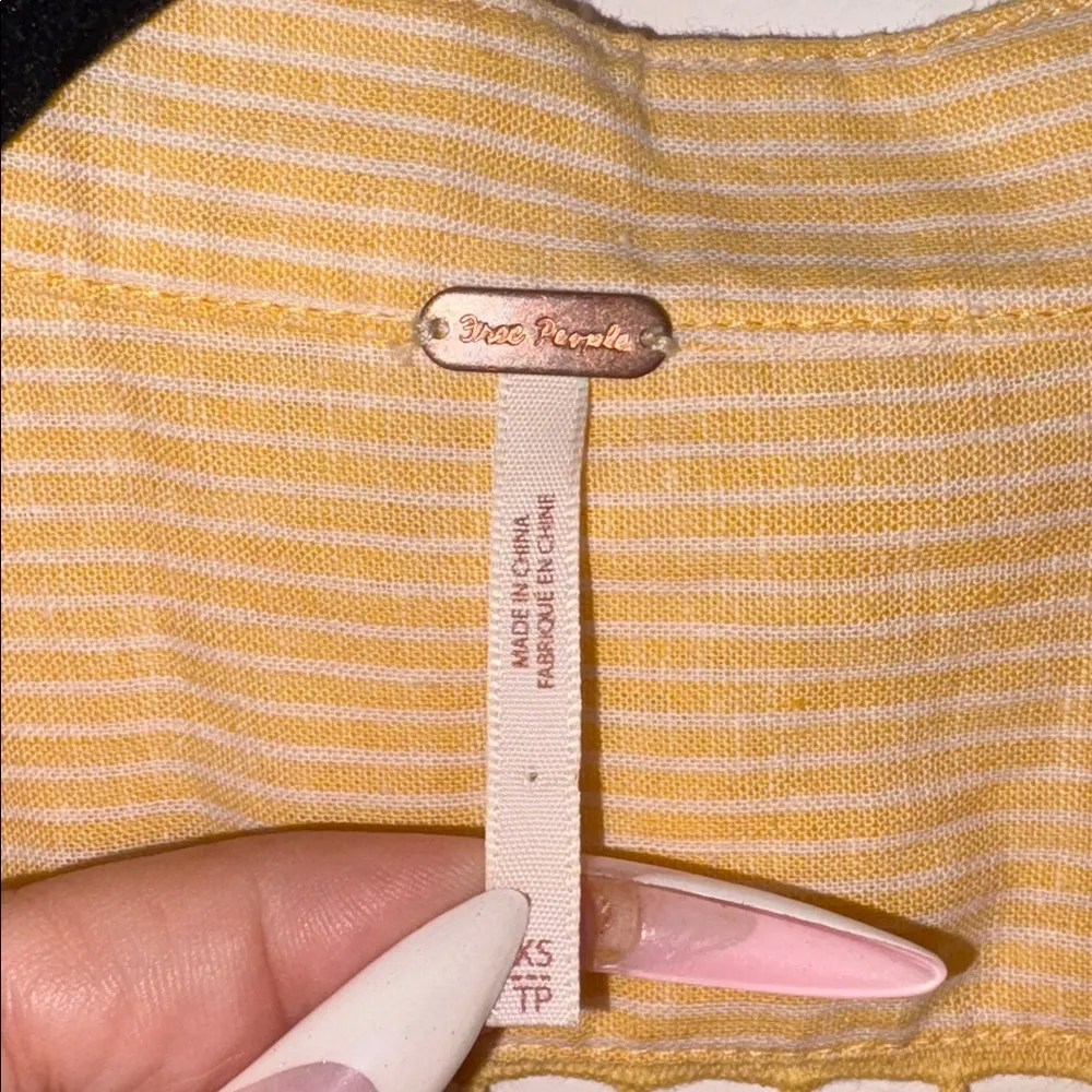 Free People Yellow Lace Up Linen Blend Dress Size XS - Image 4