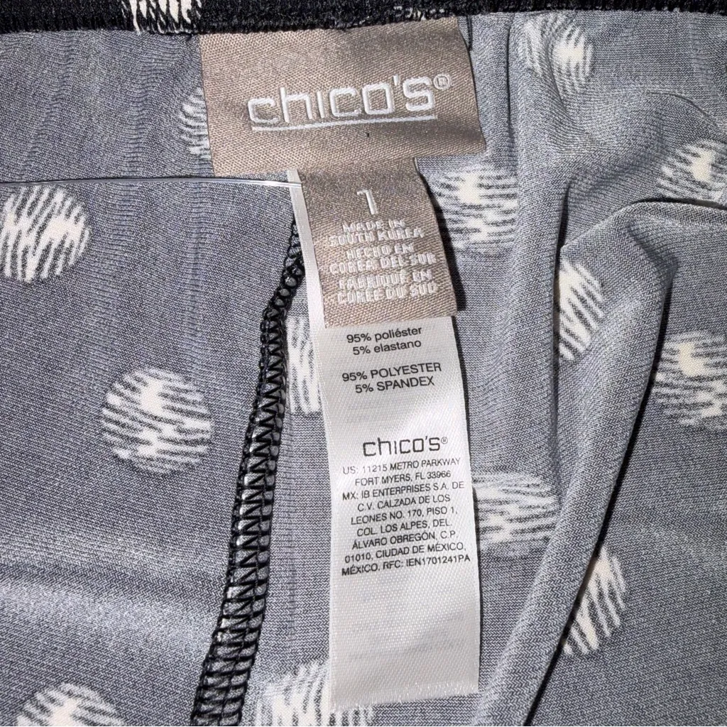 NEW Chico’s Black & White Printed Pull On Palazzo Pants size 1 or Medium 8 - Image 5
