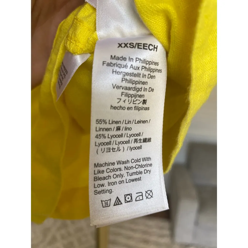 J.Crew Bright Yellow Linen Shorts XXS Summer Preppy Minimal Resortwear Coastal - Image 5