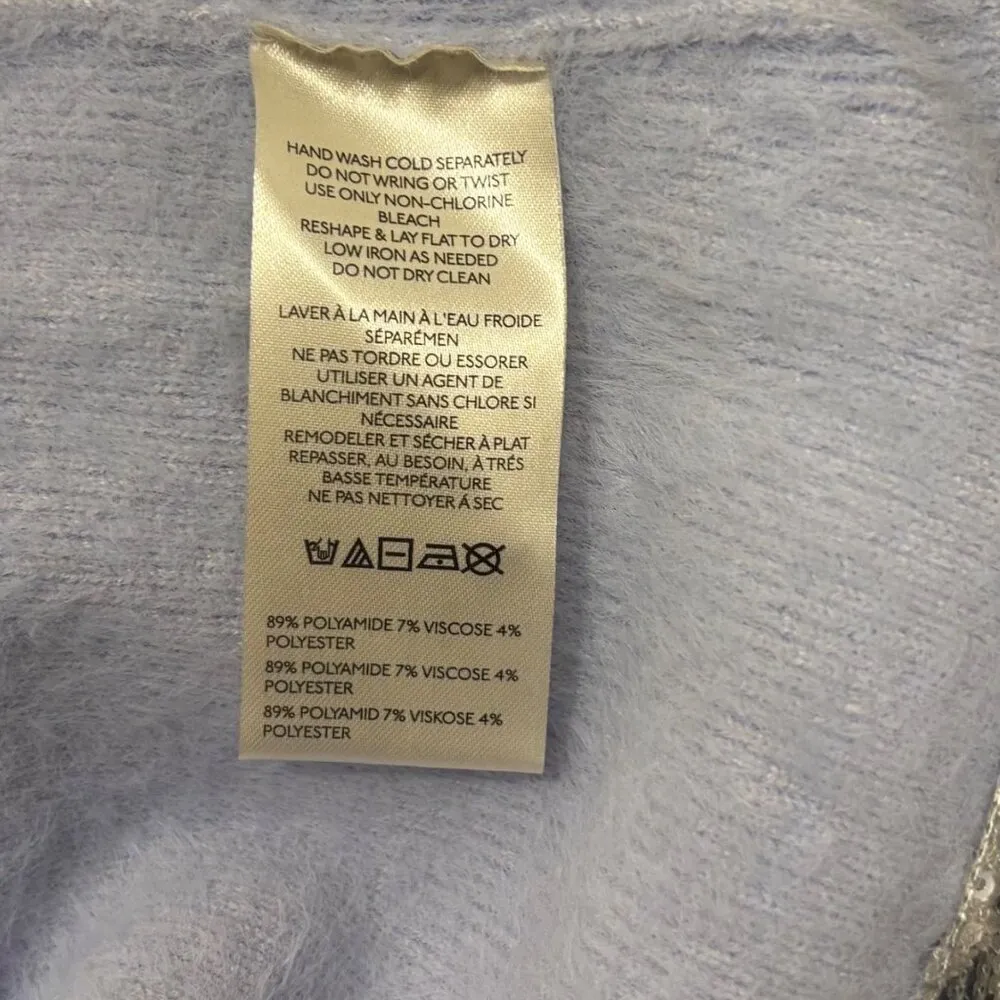 Fringe-Trim Sweater Dress Blue Size M - Image 7