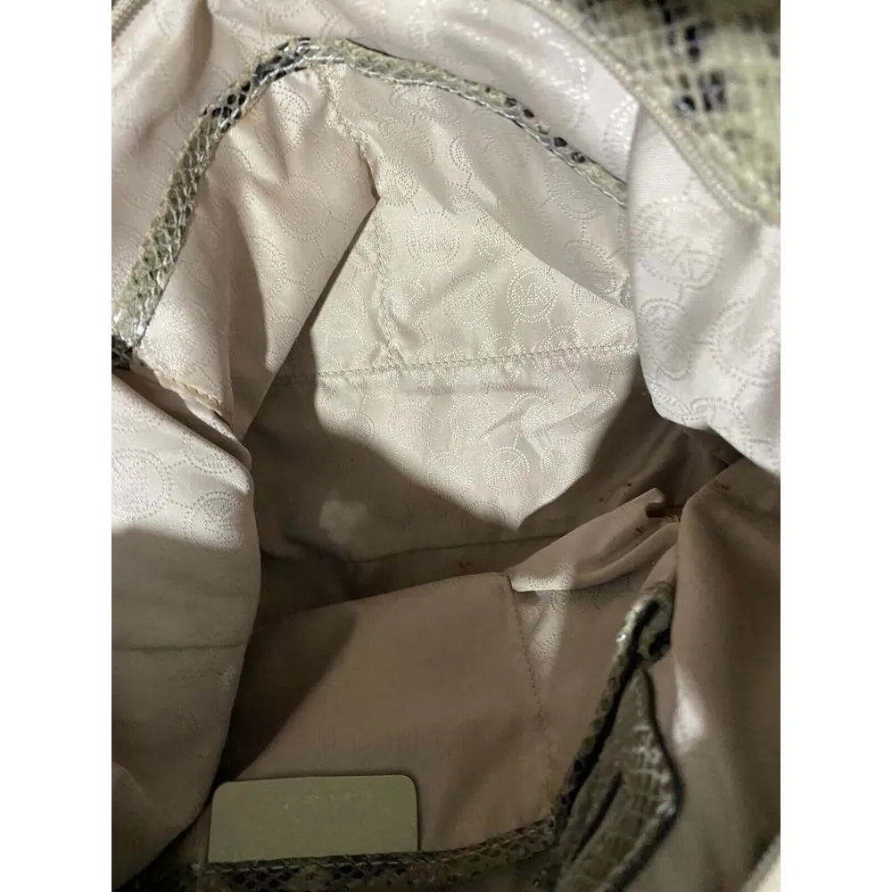 Michael Kors Brown Python Snakeskin Leather Shoulder‎ Bag Chain Strap Embossed - Image 6