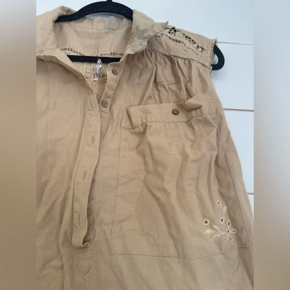 Intimately Free People Oversized Romper Embroidered The Jomo Festival Linen Sz S - Image 7