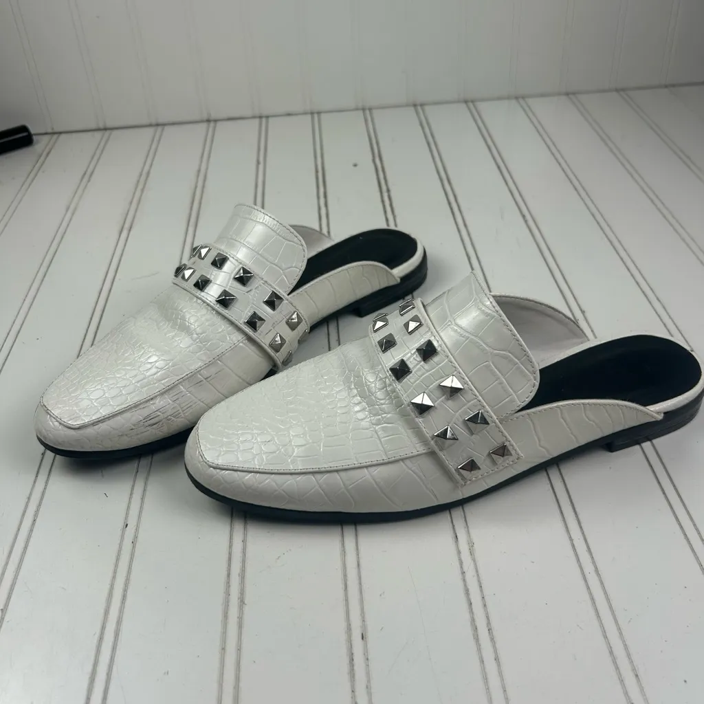Rampage White Studded Brady Slip-On Loafers Mules Women’s Size 8.5M - Image 3