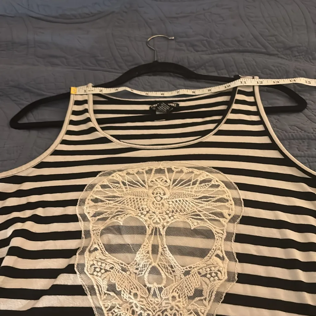 Hot Topic Striped Tank with Intricate Skull Design - Image 8