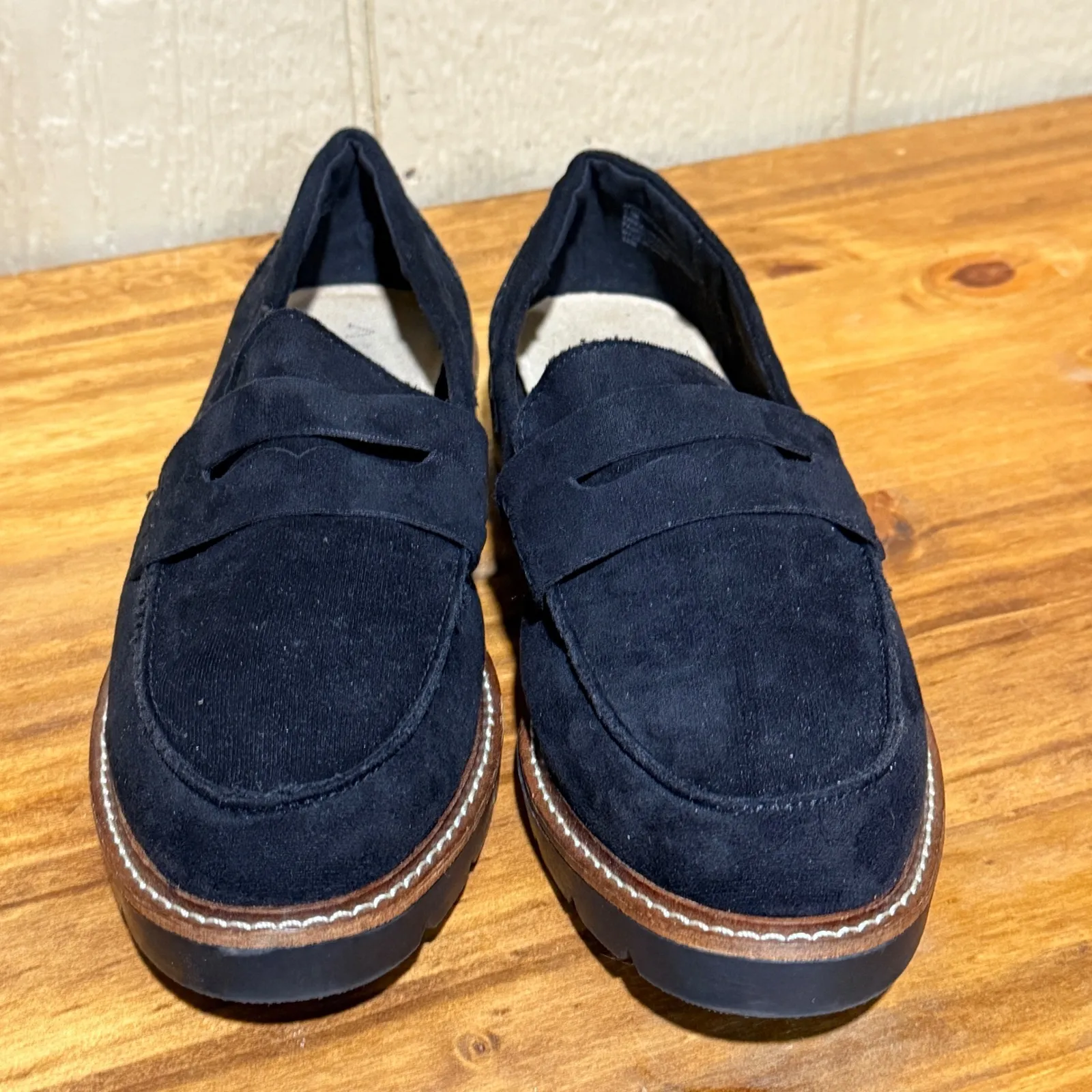 Anne Klein Women's Black Suede Loafers Size 9.5M Block Heel Comfort Flat - Image 2