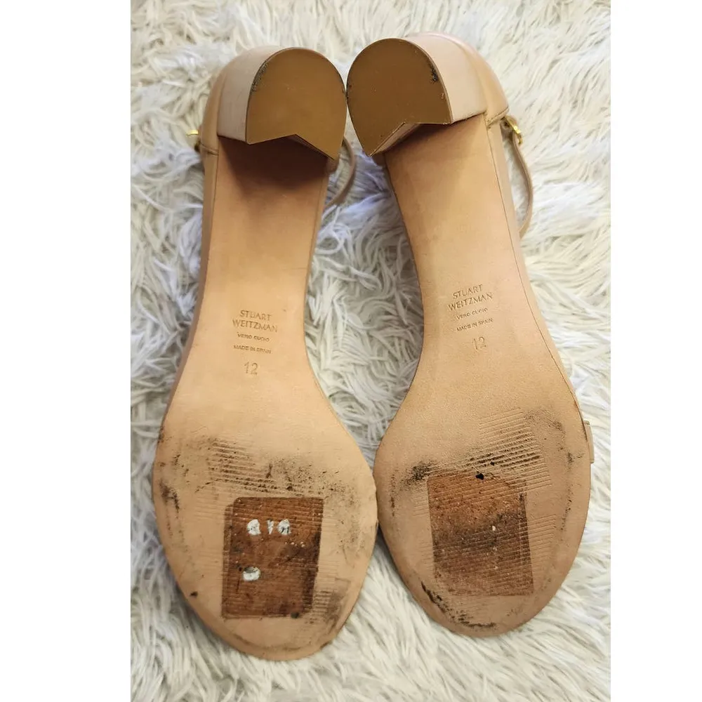 Stuart Weitzman Nearlynude Strap Leather Sandals 12 - Image 6