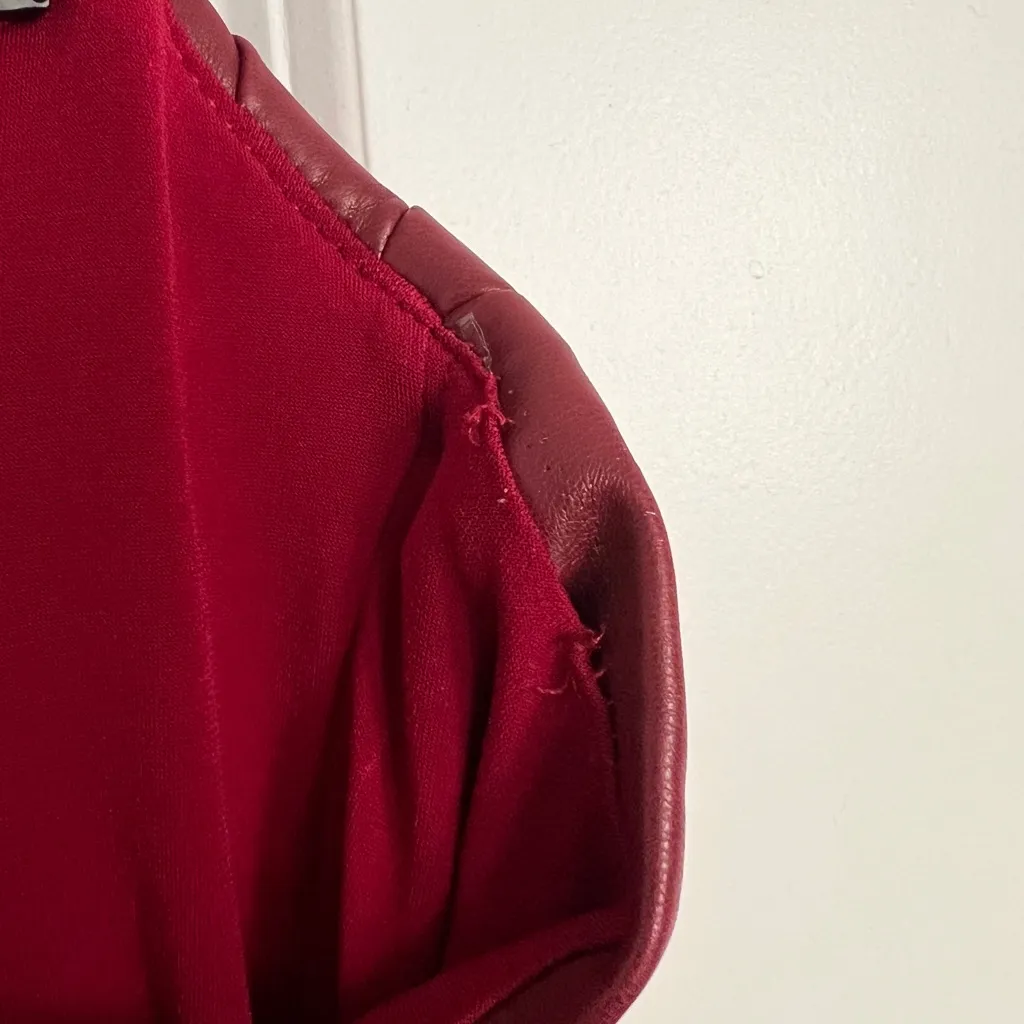 Nookie Burgundy Red Faux Leather Strapless Mini Dress Large Cocktail - Image 12