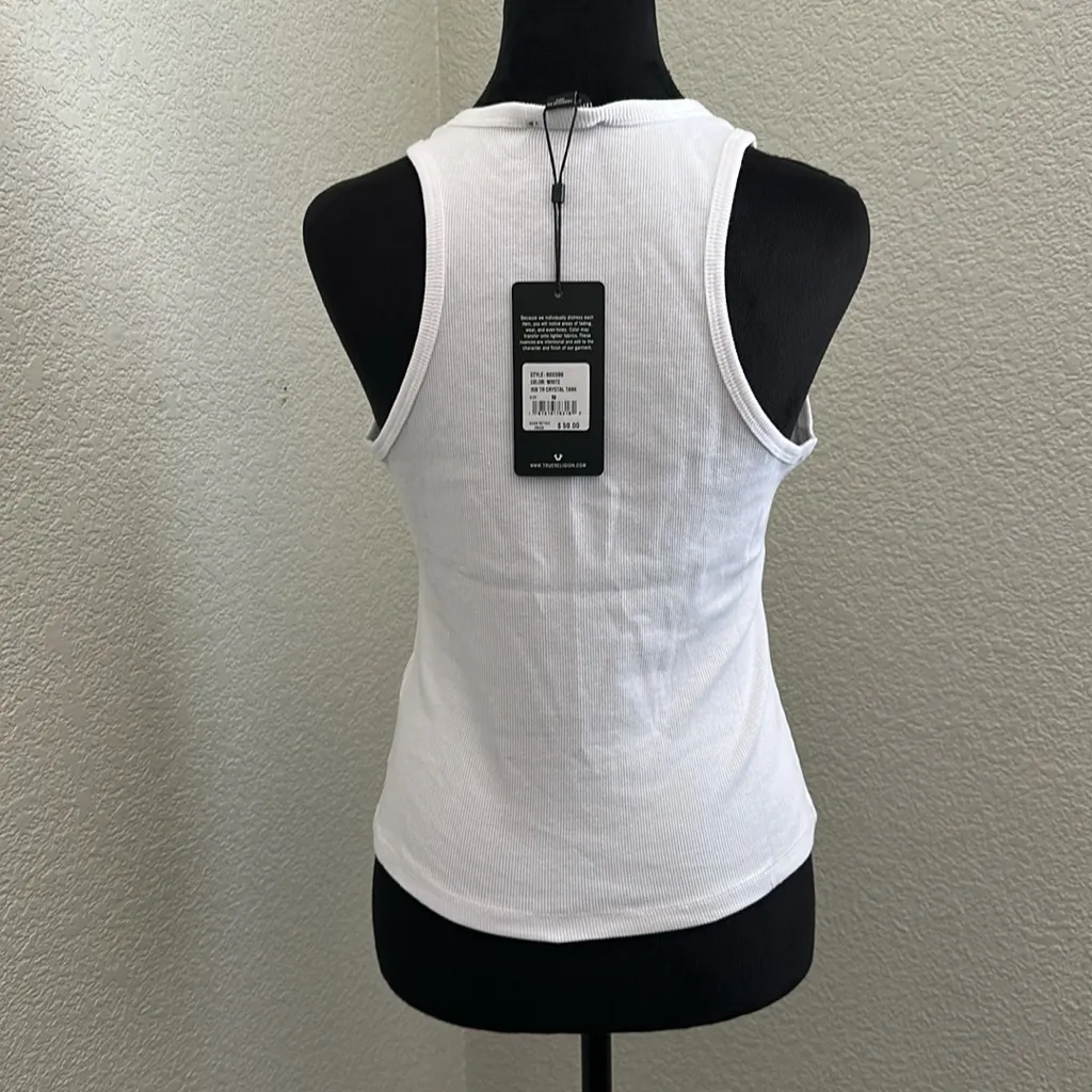 True Religion White and Pink Logo Tank - Image 3