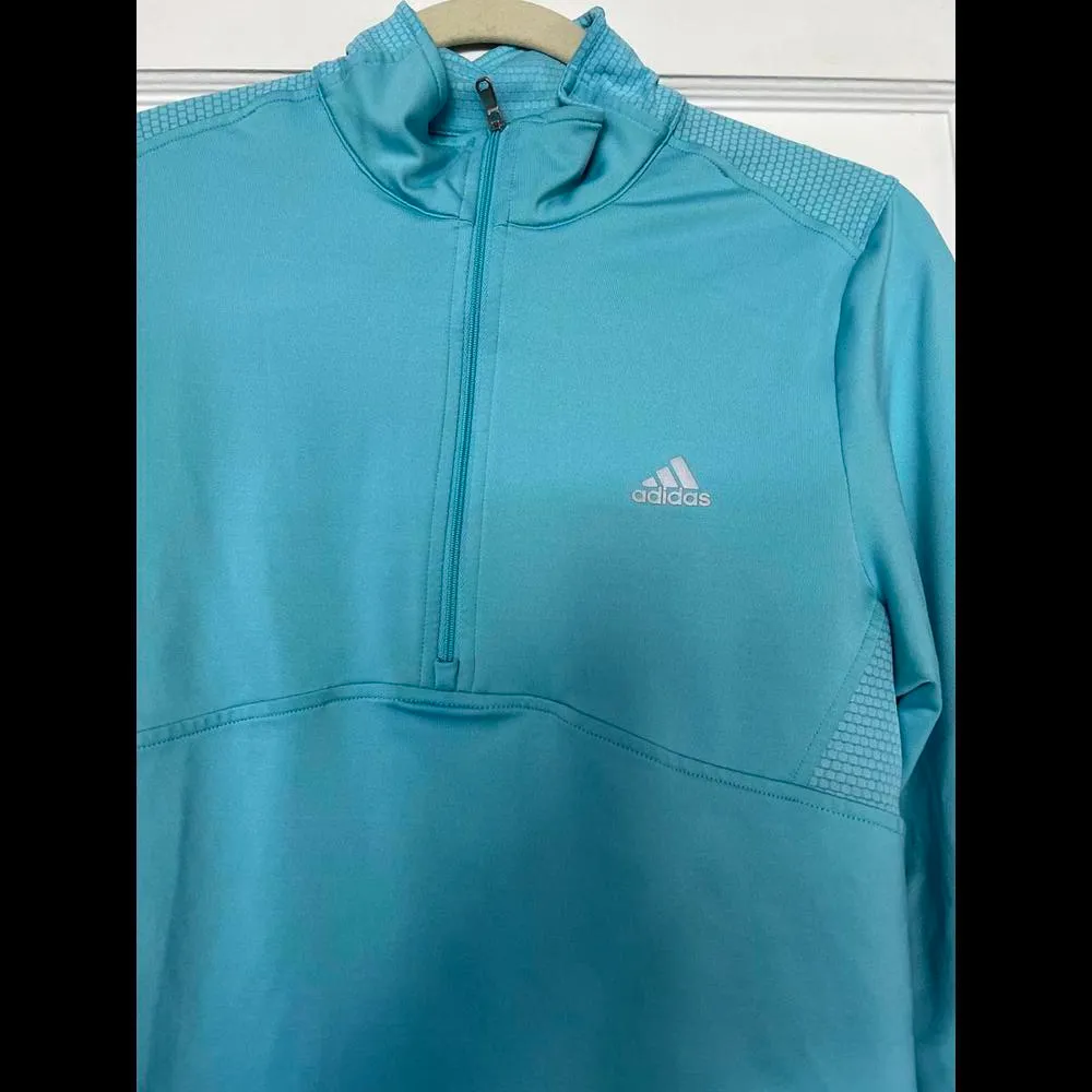 Adidas Light Blue Half-Zip Performance Top Size Large - Image 2