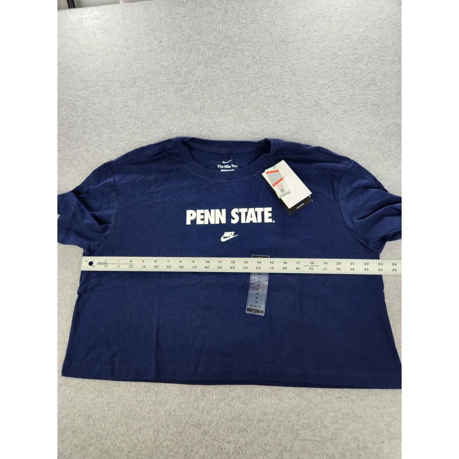 NWT Nike Womens Penn State Loose‎ Fit Navy Cropped Cotton T Shirt Sz Medium Tall - Image 6