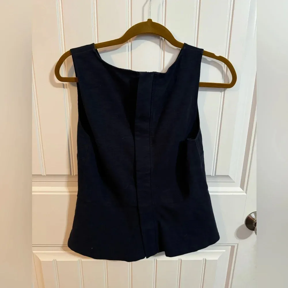 J Crew Navy Peplum Tank Top - Image 4