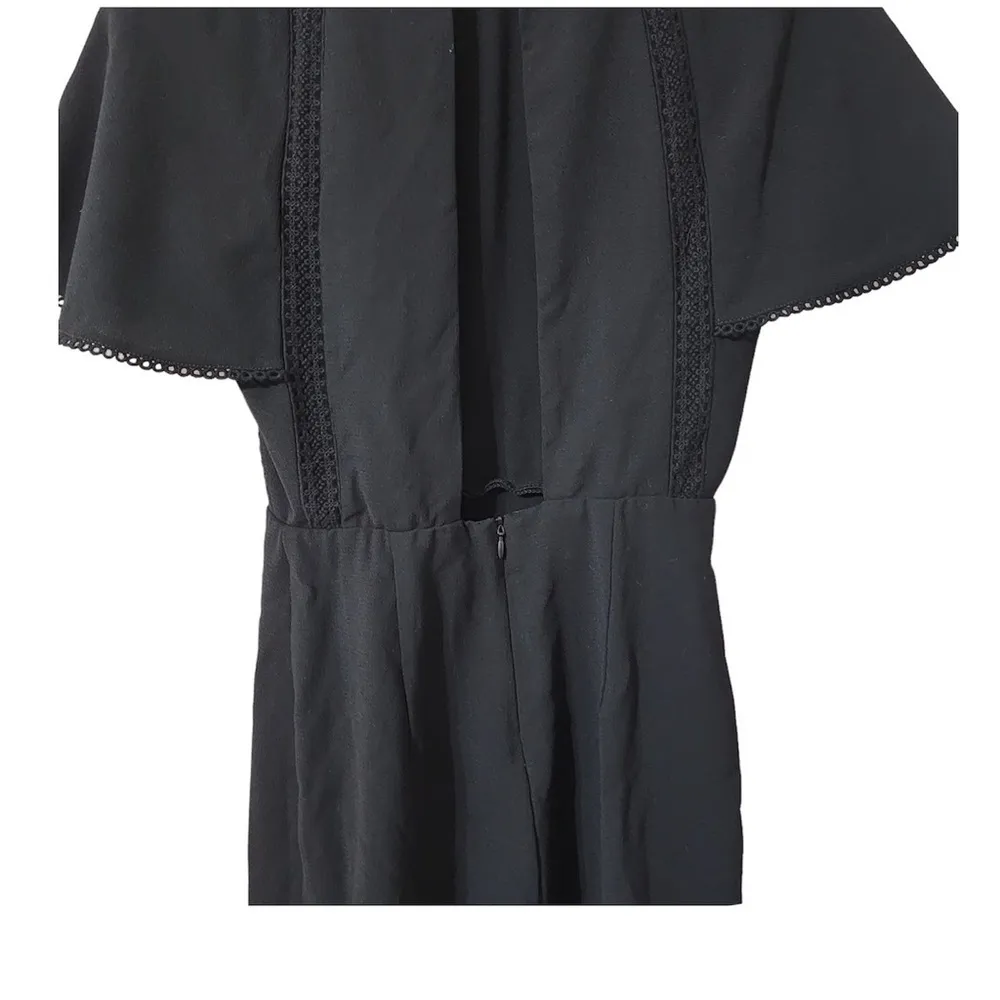 Zara Womens Crepe Romper‎ Playsuit Crochet Trim Size S Open Back Chic Party - Image 3