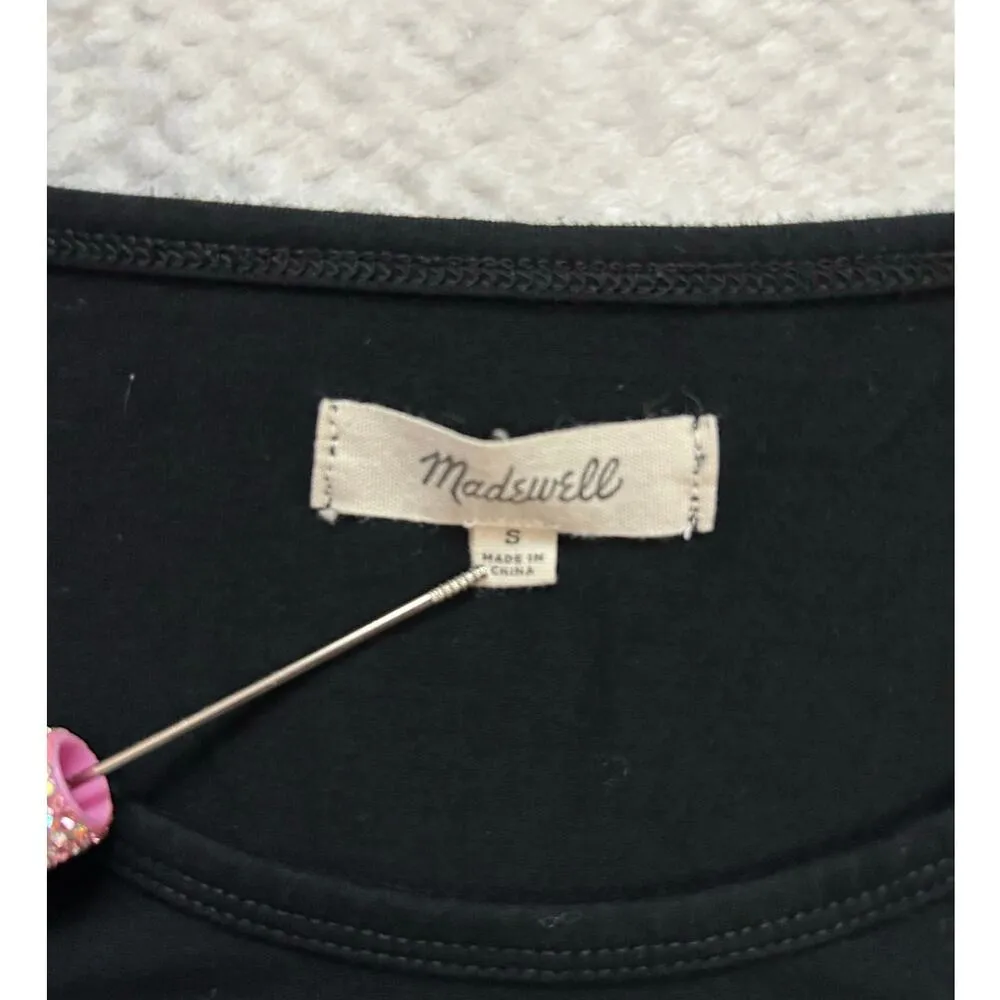 Madewell Shift Long Sleeve Mini Black T Shirt Dress Size Small Western Indie - Image 10