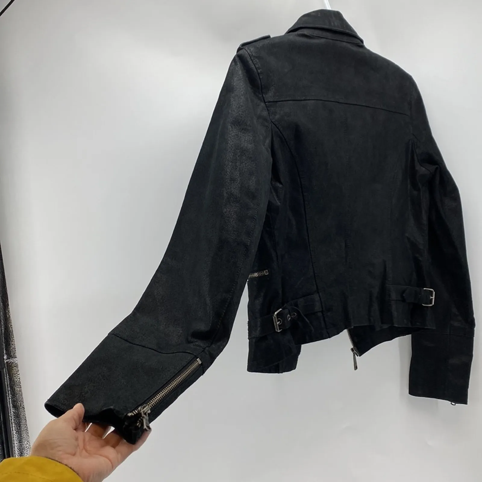 Levi’s black suede moto jacket grunge rocker emo Date night girls night size XS - Image 7