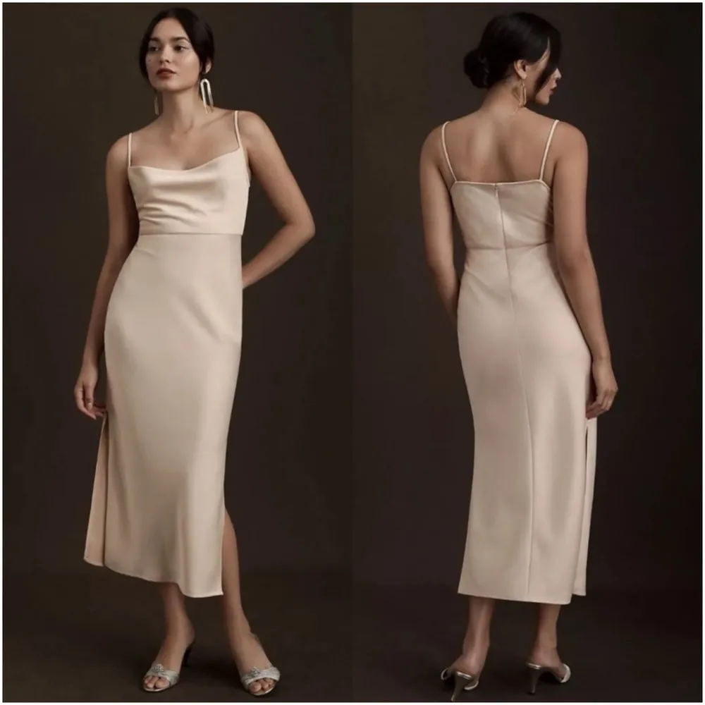 SACHIN + BABI Cali Satin Cowl Neck Dress In Champagne - Image 2