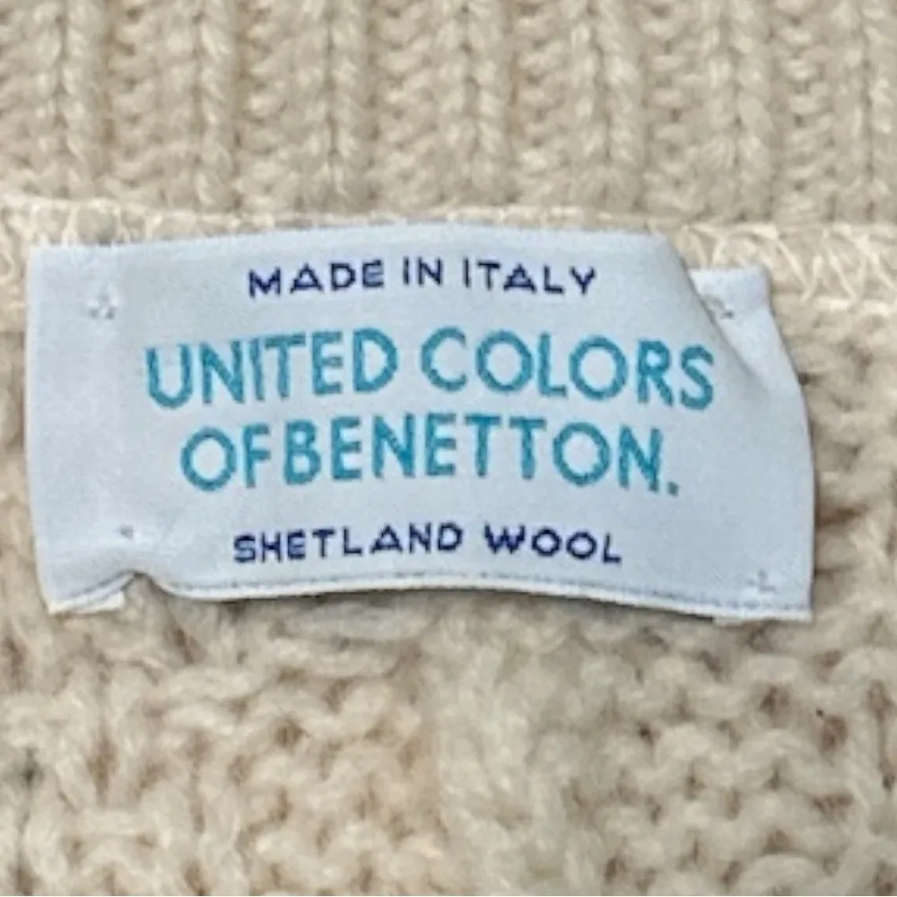 United Colors of Benetton 100 % Virgin Wool Cable-Knit Sweater Women’s M - Image 4
