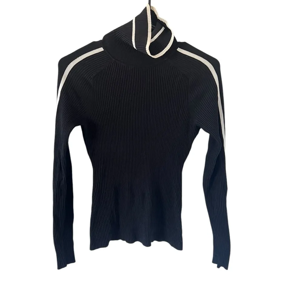 Milly NEW Racer Stripe Pullover in Black & Ecru - Image 5
