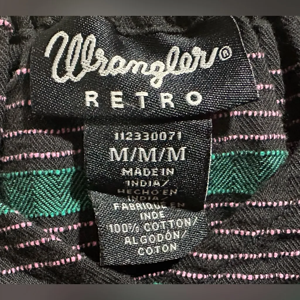 WRANGLER Retro mini dress striped black & teal size Medium - Image 6