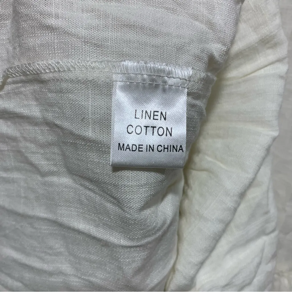 Polly White Linen / Cotton Button Down V Neck Dress - Image 5