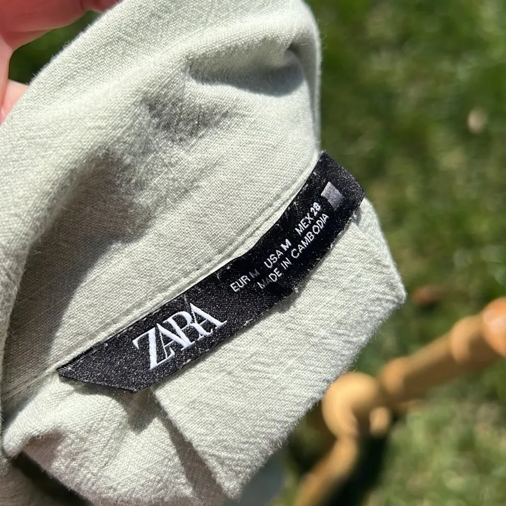 ZARA  Light Green Cropped Oversized Top - Image 5