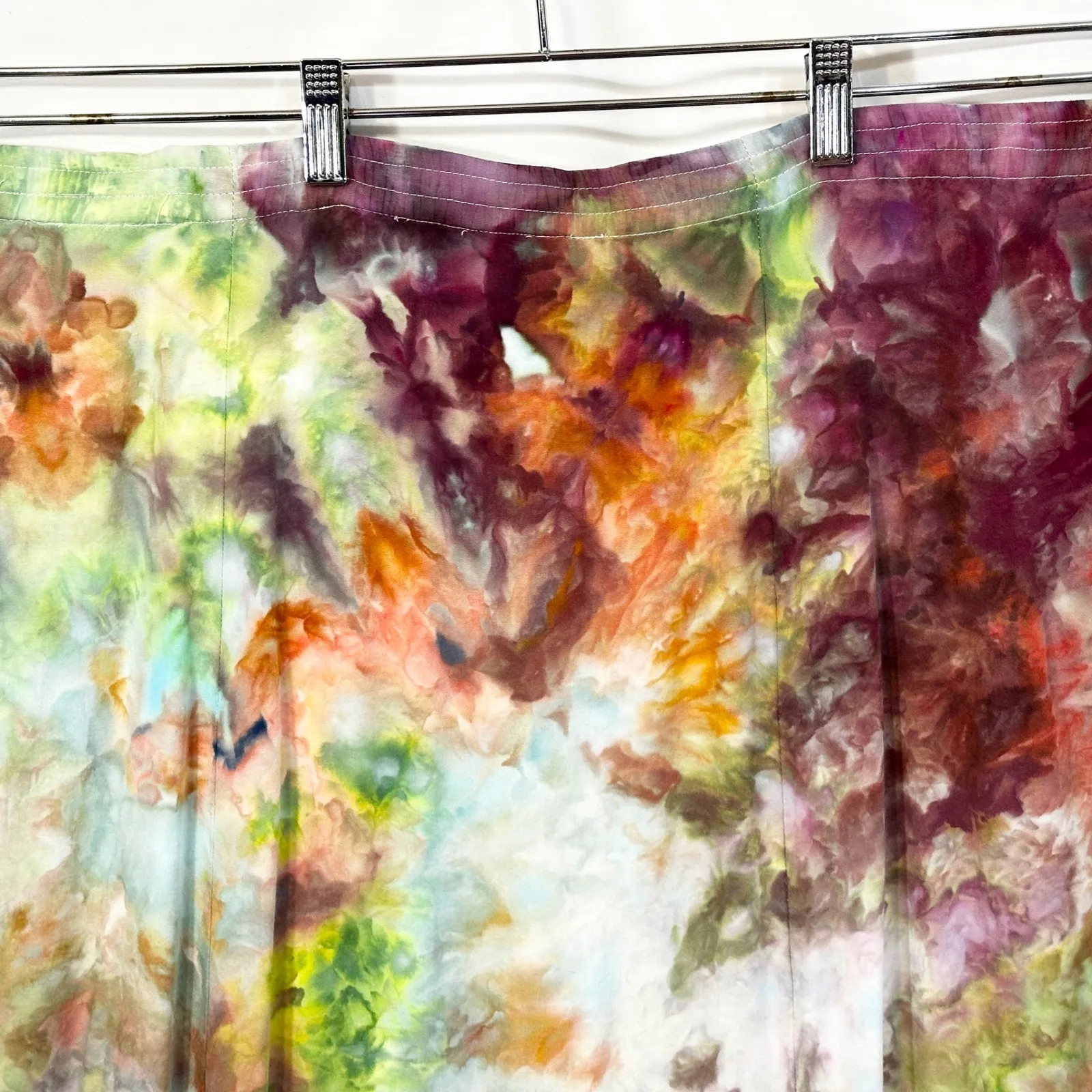 Studio 1940 Plus Size 14/16‎ Skirt Handmade Tie Dye Eyelet Hem Green Orange 1339 - Image 13