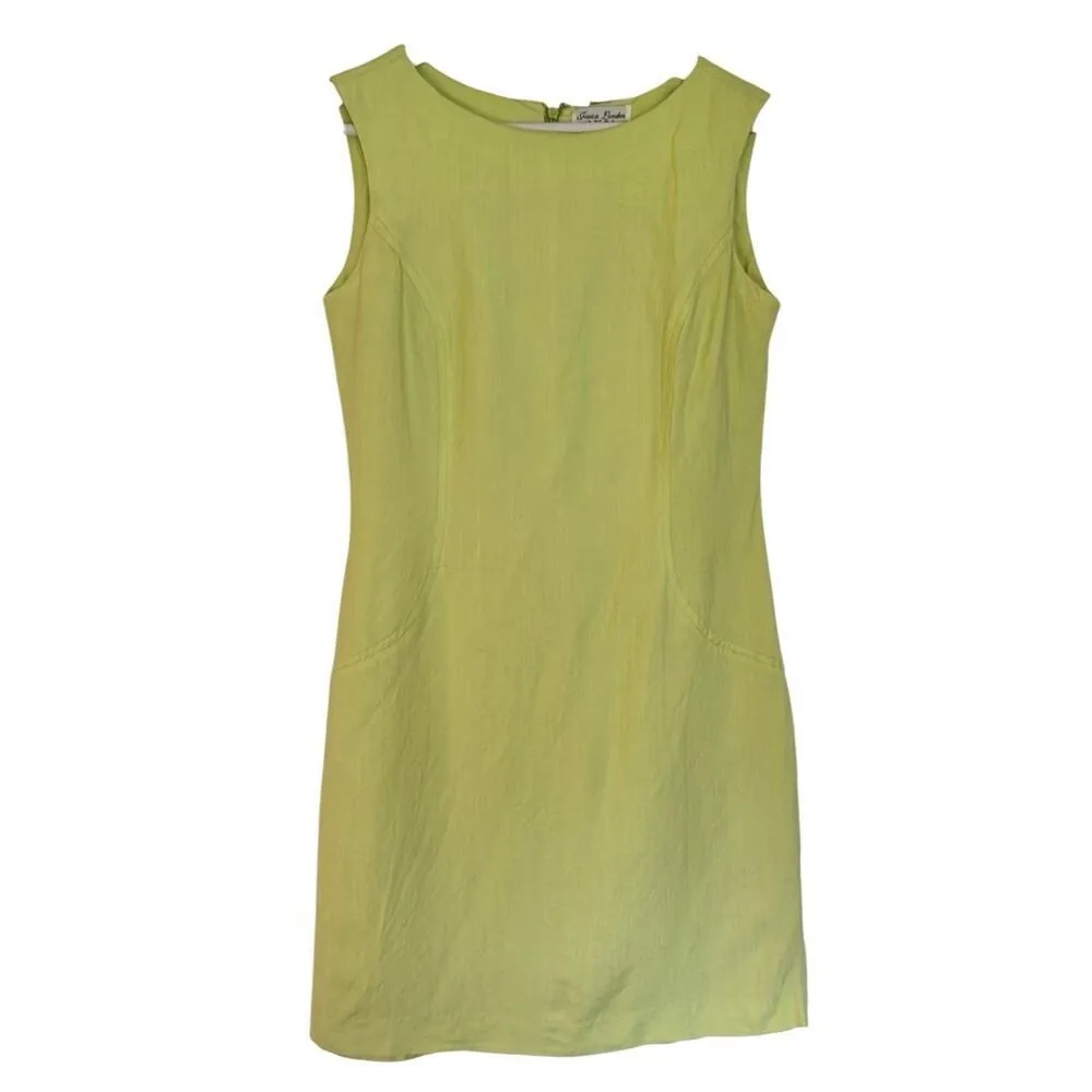 Jessica London Vintage Linen lime green shift dress 6 - Image 2