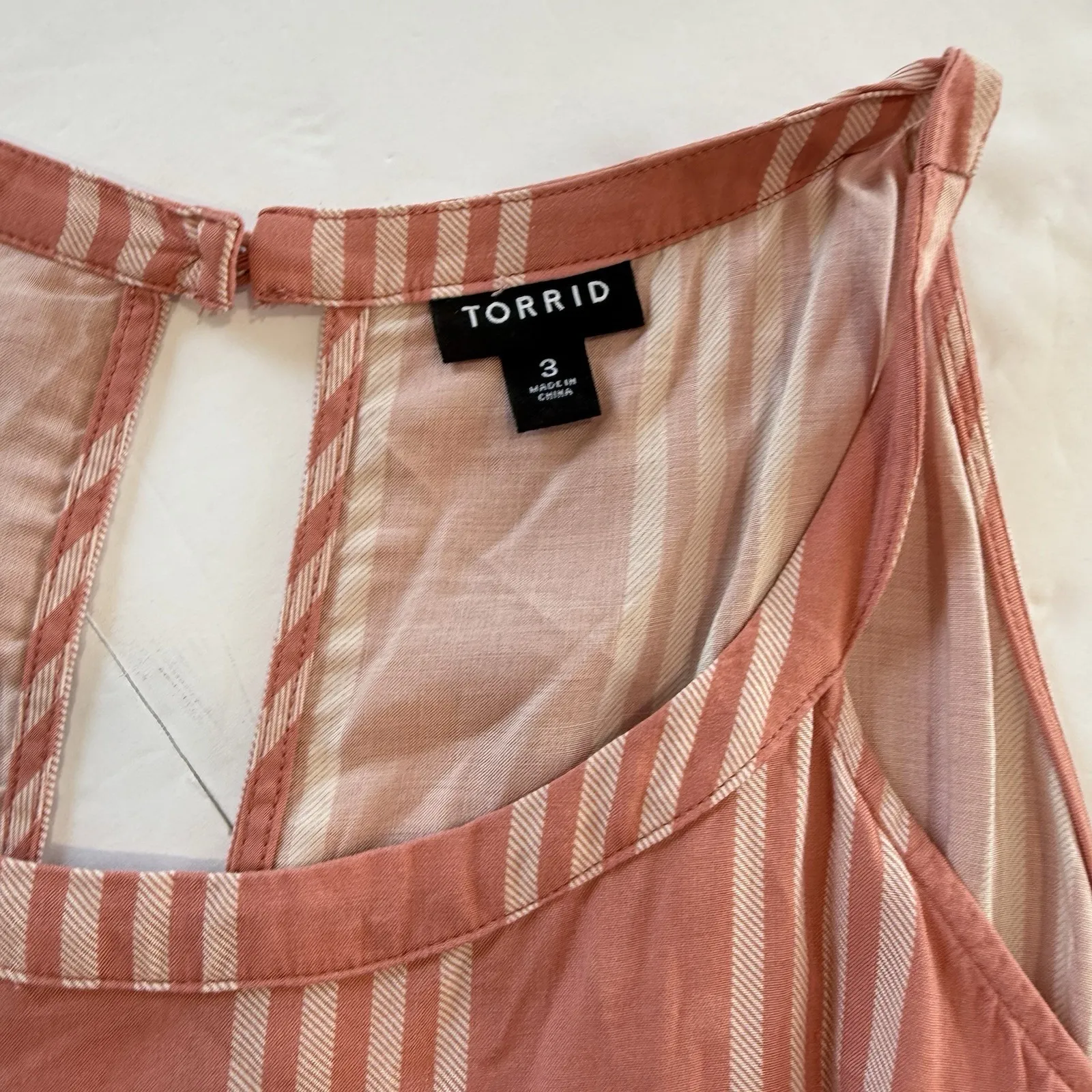Torrid Peach Striped‎ A Line Sleeveless Challis Dress Size 3X Pockets - Image 11