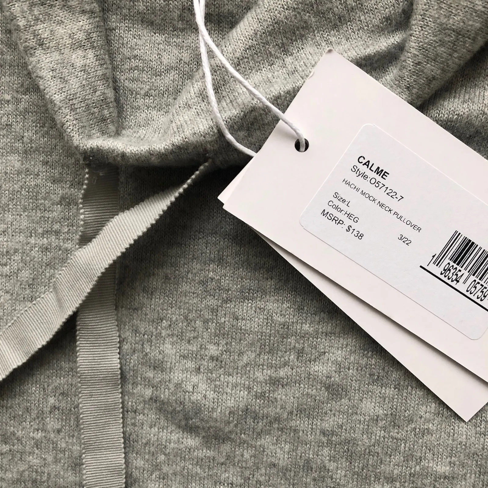 NWT Johnny Was Calme Hachi Mock Neck Pullover in Grey Sz L - Image 3