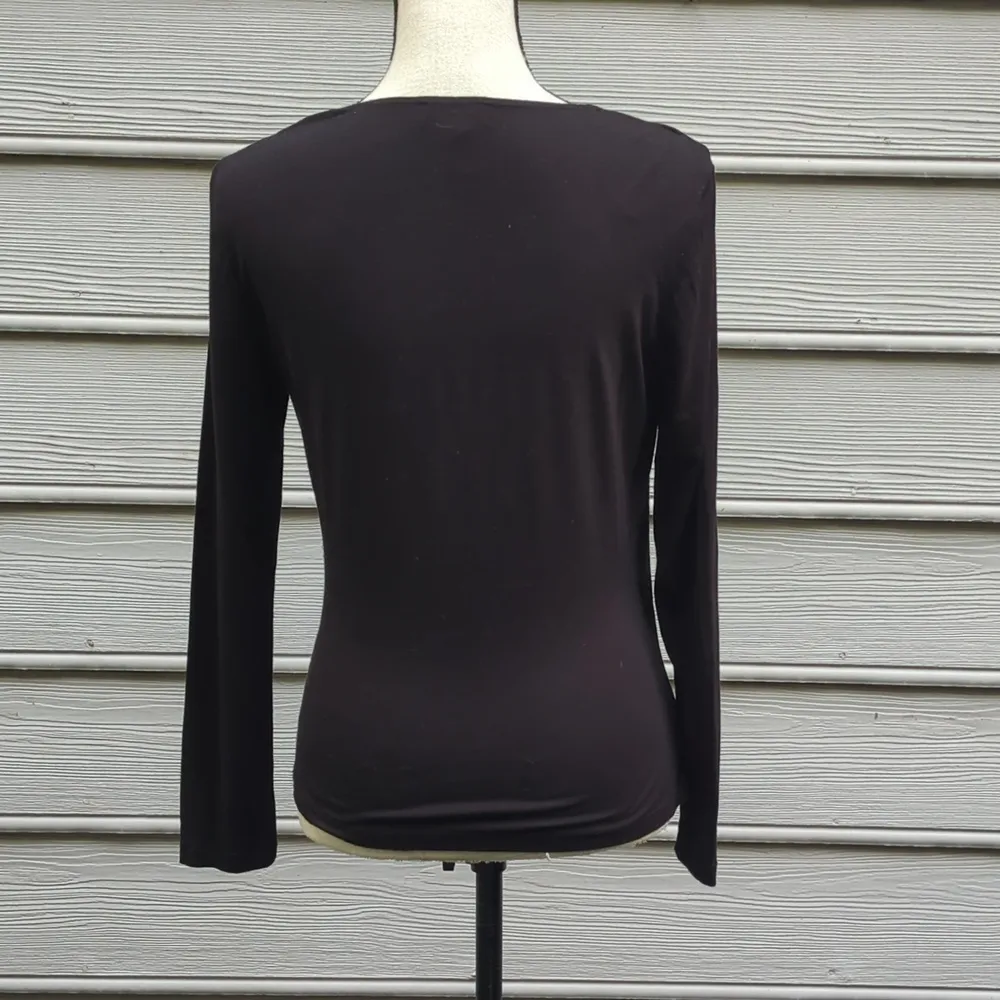 Tweeds Front Tie Faux Wrap Long Sleeve Top - Image 6