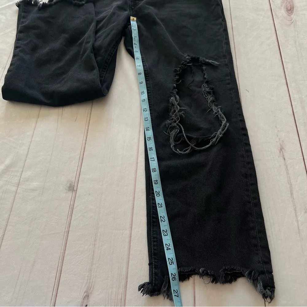 Free People Women's Maggie Straight Leg Jeans Black Mid Rise Distressed Sz 29 - Image 11