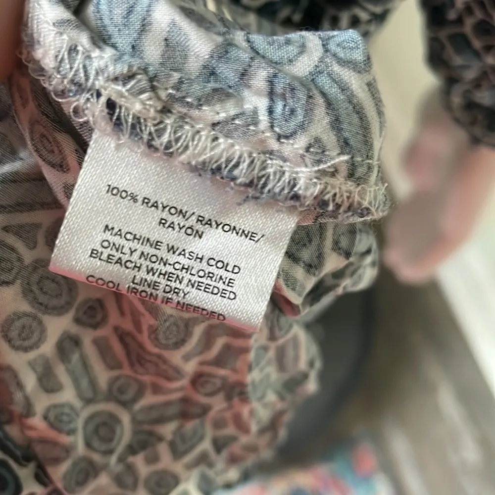 Loft blue & white shirt dress with drawstring waistband size large - Image 8