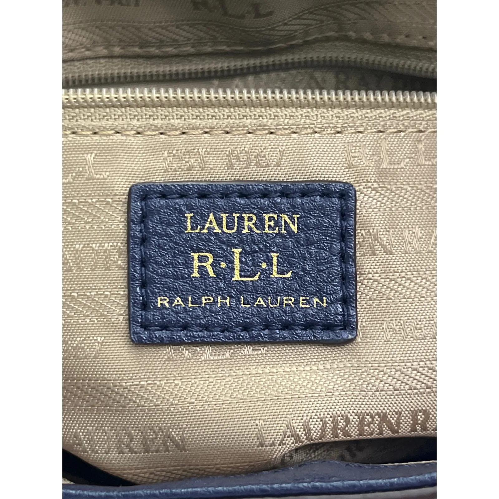 Lauren Ralph Lauren Purple Blue Leather Crossbody Bag Gold Hardware RLL Logo - Image 3