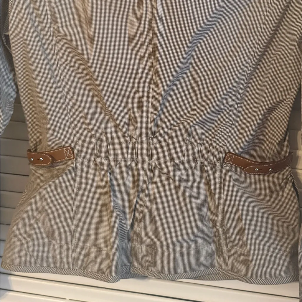 Cinque FRIDA Gingham Utility Jacket with Leather Trim - Image 11