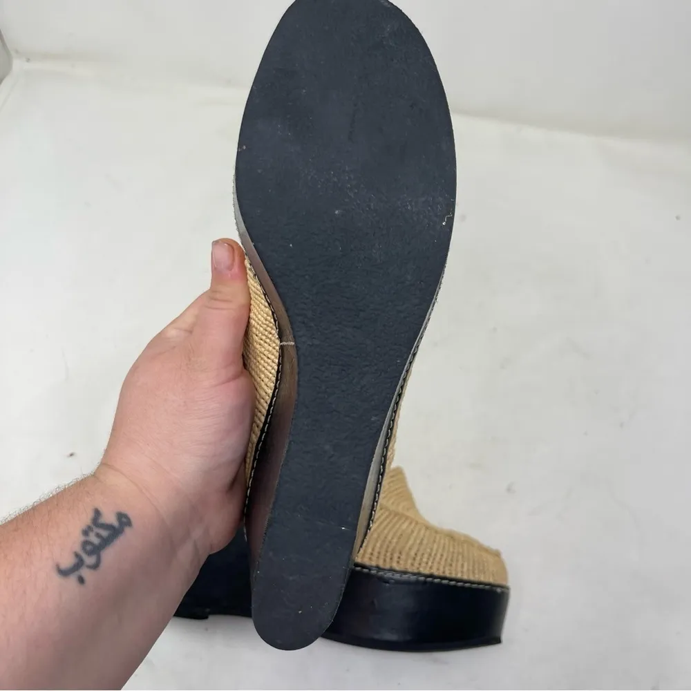 CARVEN X ROBERT CLERGERIE Straw Colorblock Pattern Pumps sz 37 US 7 Tan - Image 8