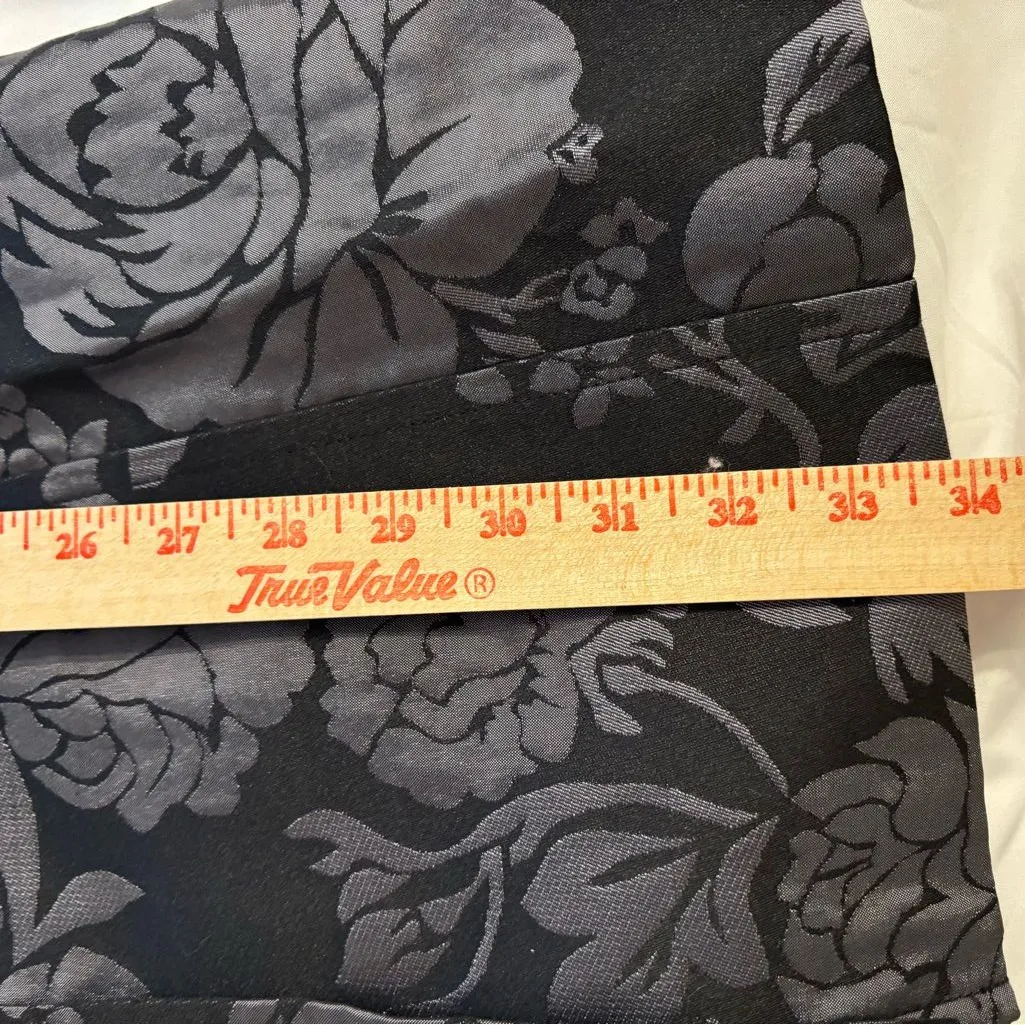White House Black Market Black Gray Floral Jacquard Jacket Medium - Image 5