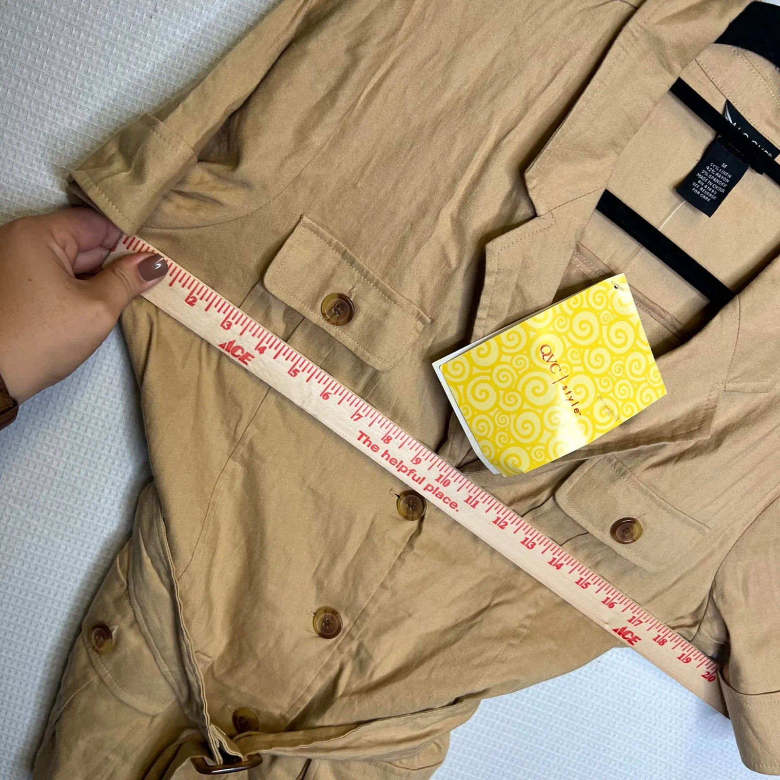 Dialogue Women's Beige Linen Blend Belted Button Down Shirt Jacket Size‎ M - Image 8