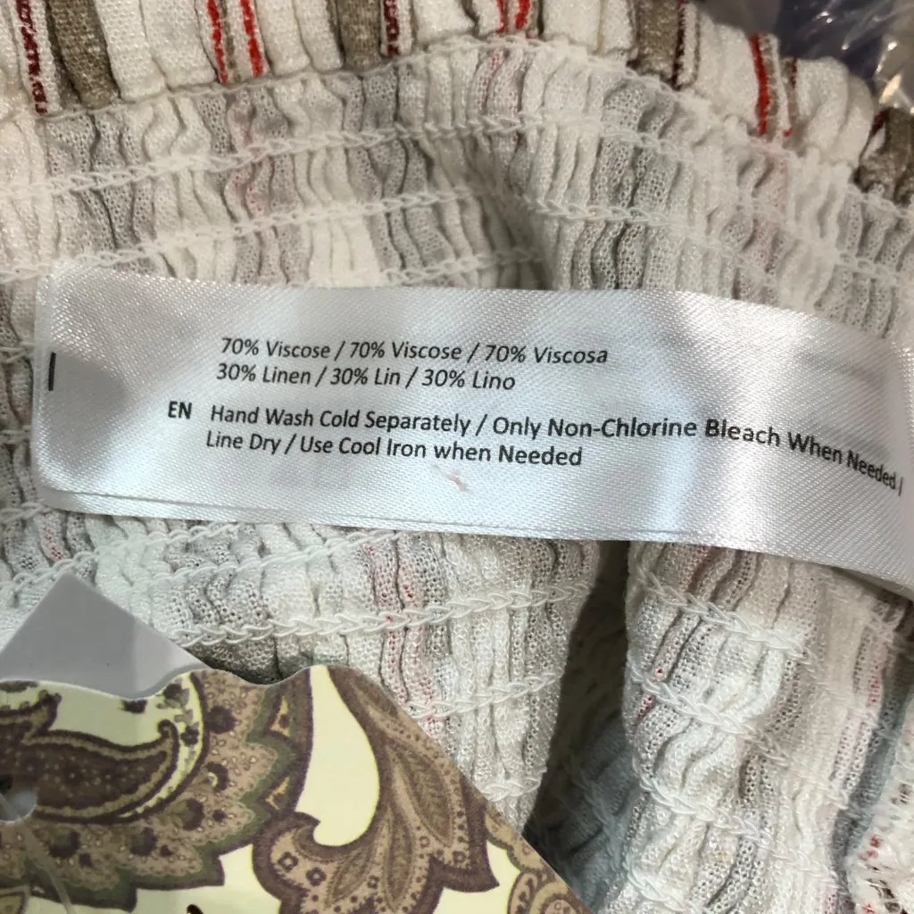 B.O.G. Collective Striped Halter Crop‎ Top Beige & Red Small Viscose/Linen NWT Size undefined - Image 8