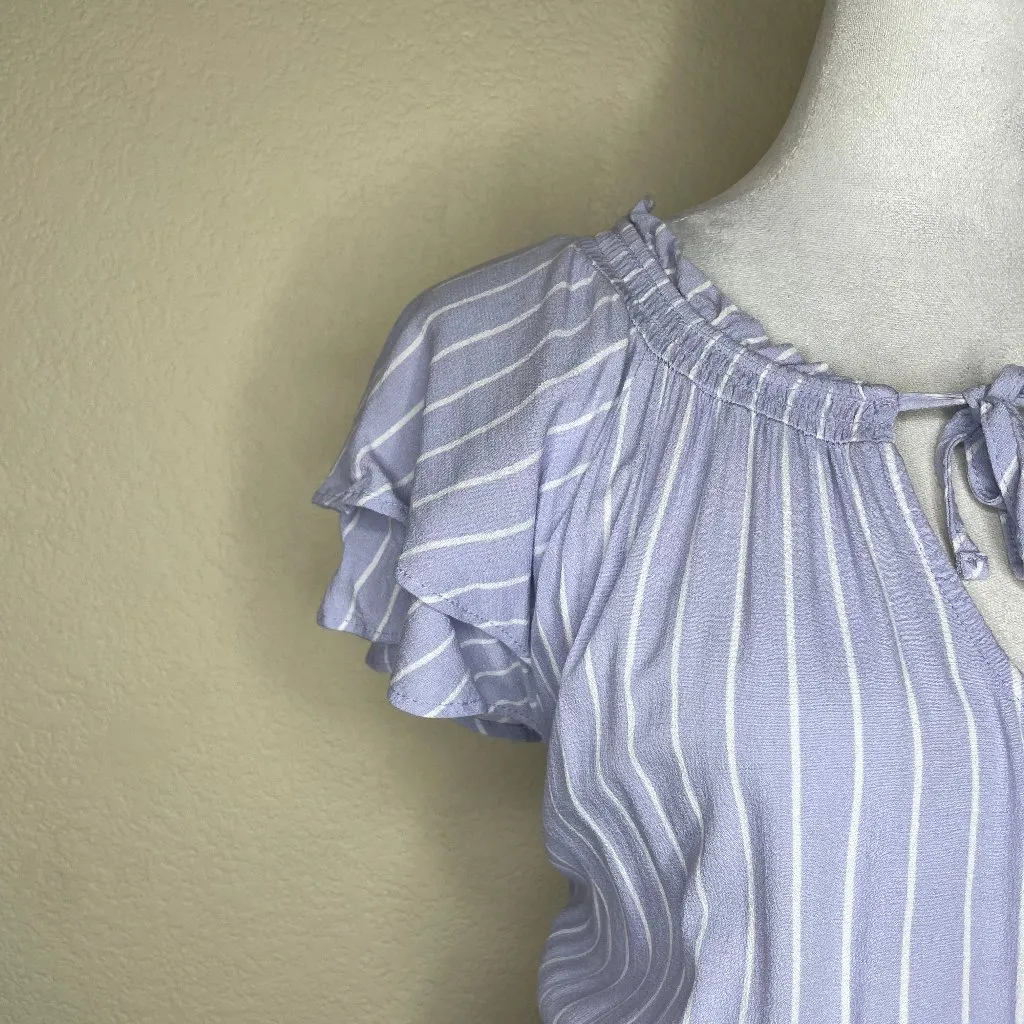 Women's Blue Stripe Layered Maxi Tiered Dress Sz XL Cottage Coquette - Image 6