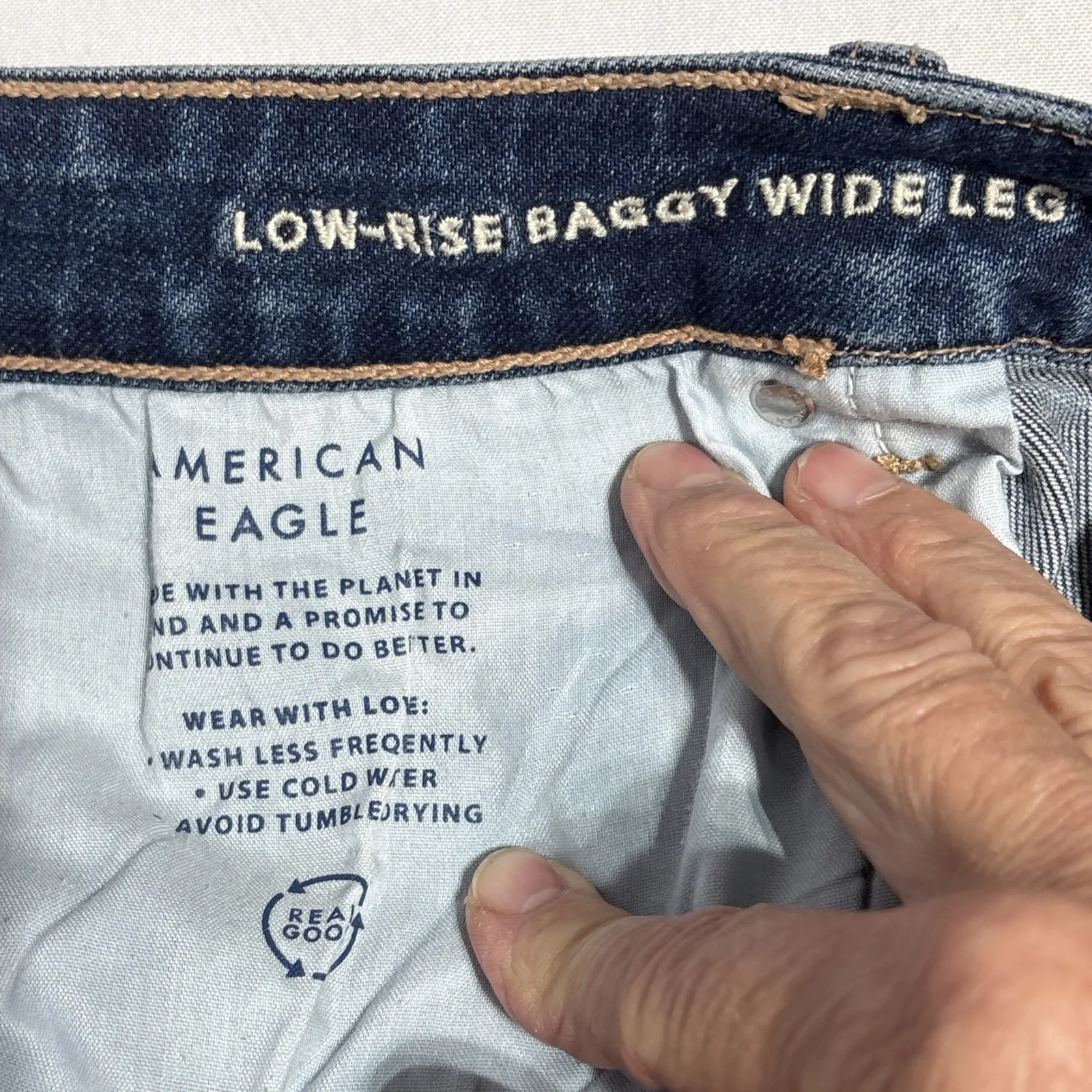 American Eagle Jeans 16 Long Low Rise Baggy Wide Leg Stretch Y2K Inspired‎ - Image 15