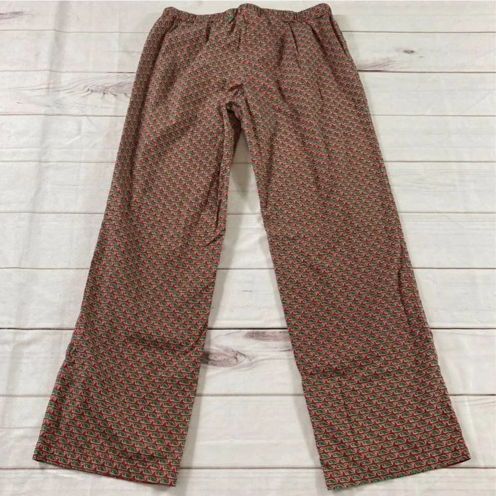 Vineyard Vines Unisex Red & Green Whale Logo Elastic Waistband Pajama Lounge Pan - Image 3