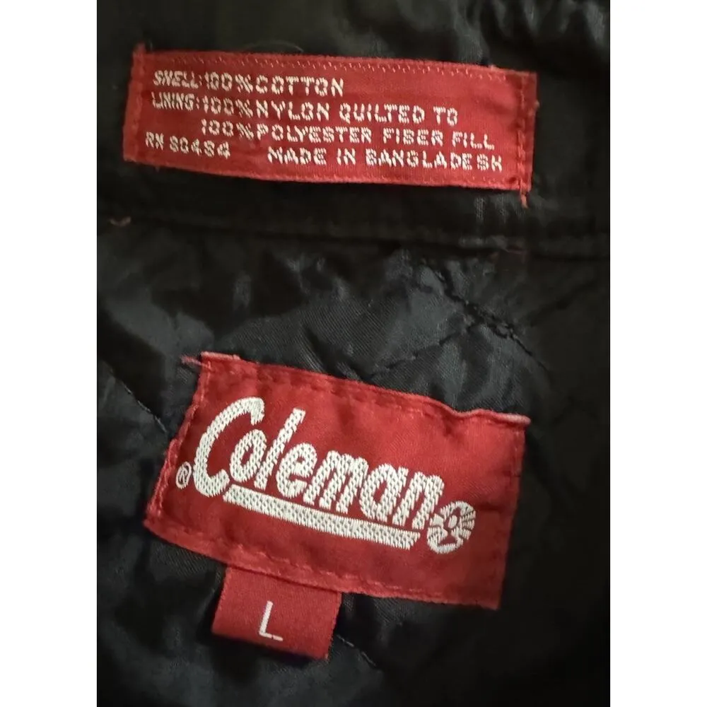 Coleman Large Flannel Jacket Lined Outdoor Fall Blue Lumberjack Front Pockets - Image 3