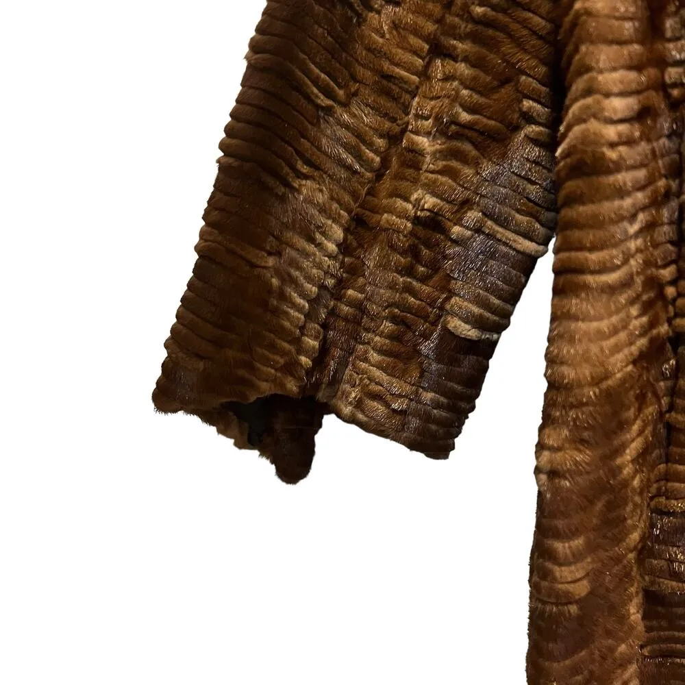 Vintage Filimegas Brown Mink Long Fur Winter Coat Size Medium - Image 5