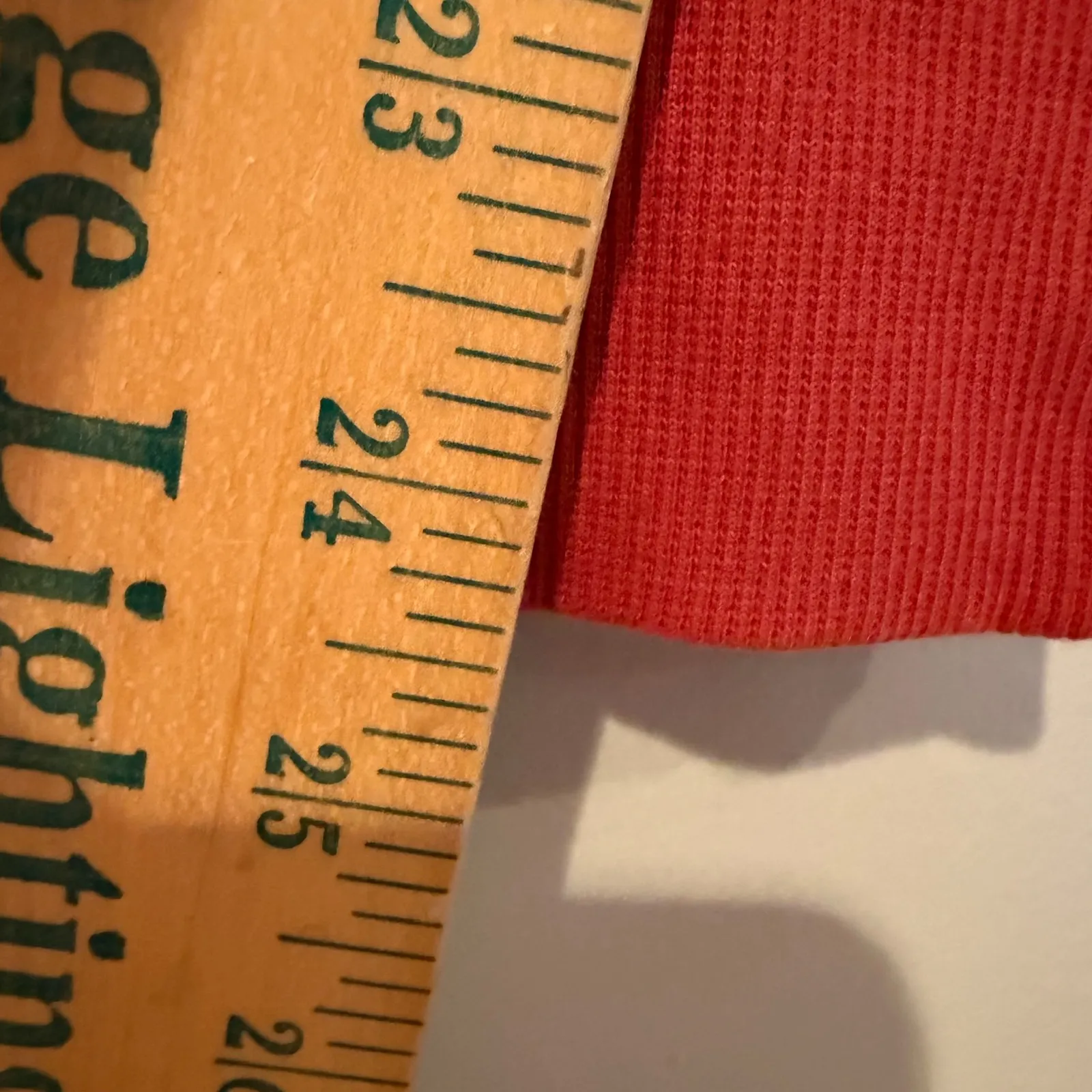 Little Yellow Button Cora Notch Neck Long Sleeve Tee Womens XS Coral Boho Hippie Red - Image 14